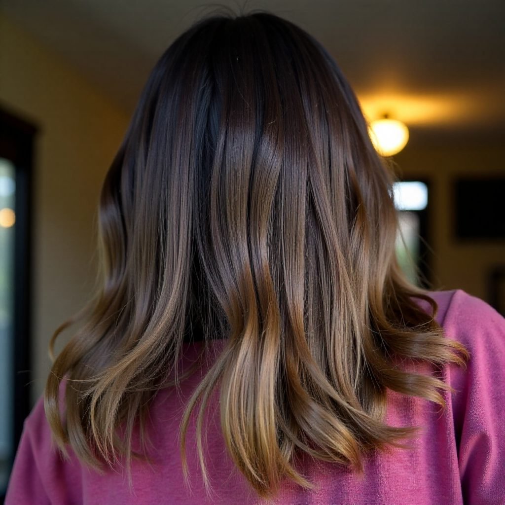 Black Hair with Blonde and Brown Highlights
