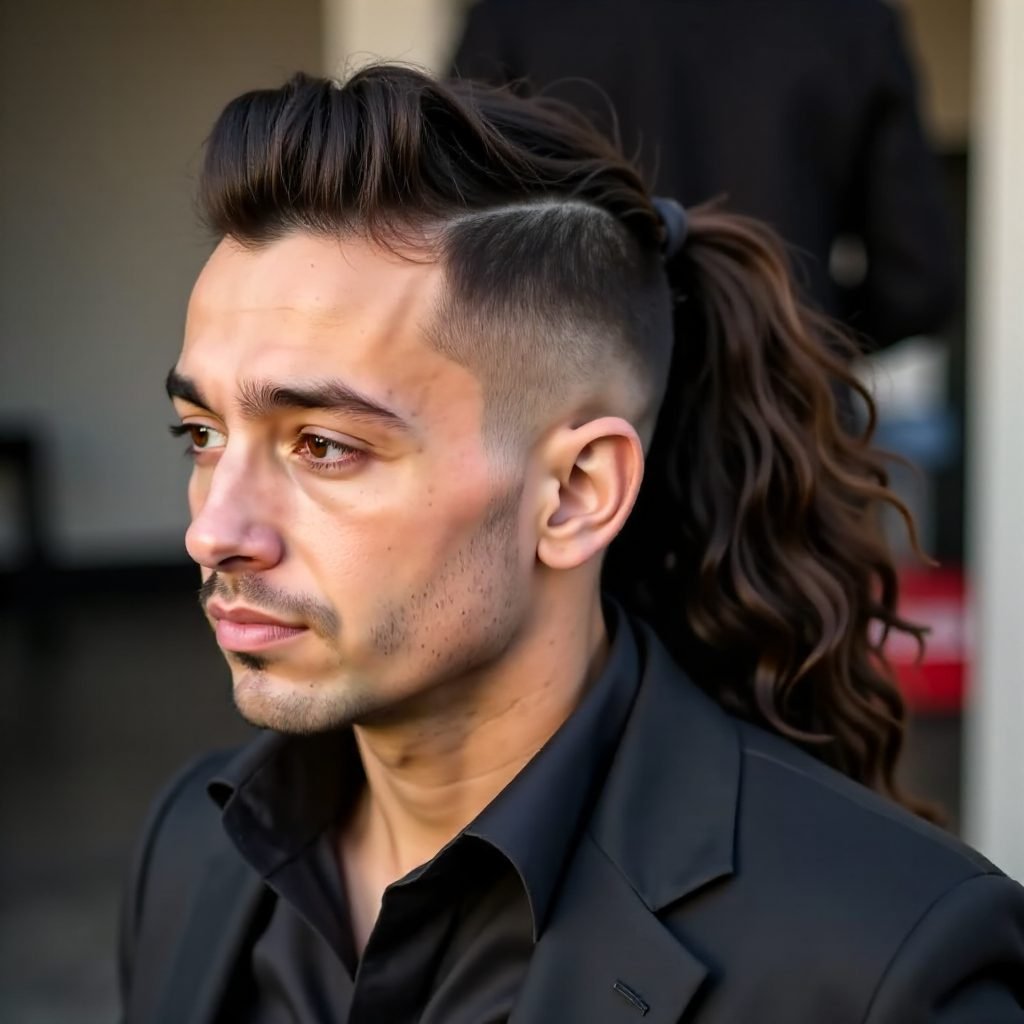 Long Curls with Drop Fade Undercut