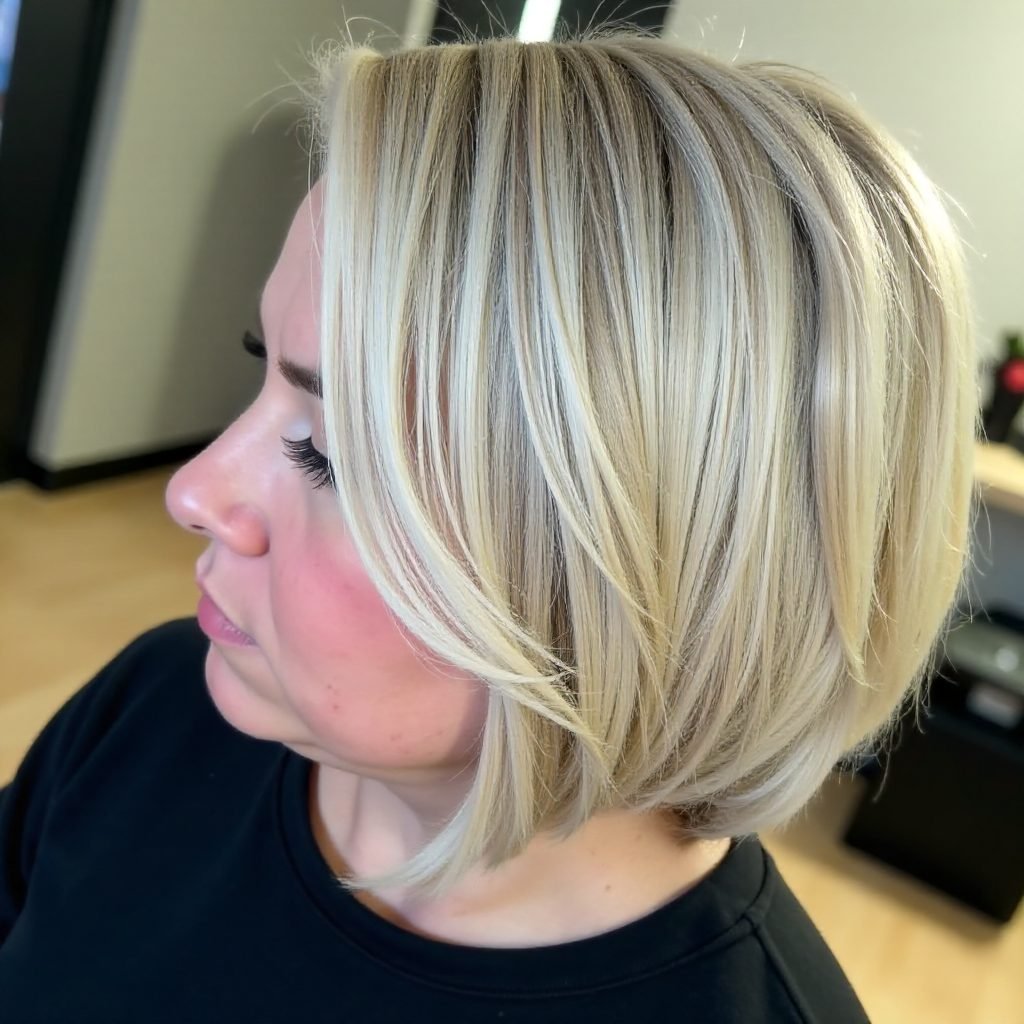 Sleek Icy Blonde Bob for Women Aged 60+