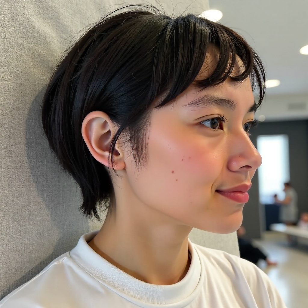 Shaggy Cut with Off-Center Rat Tail Hair