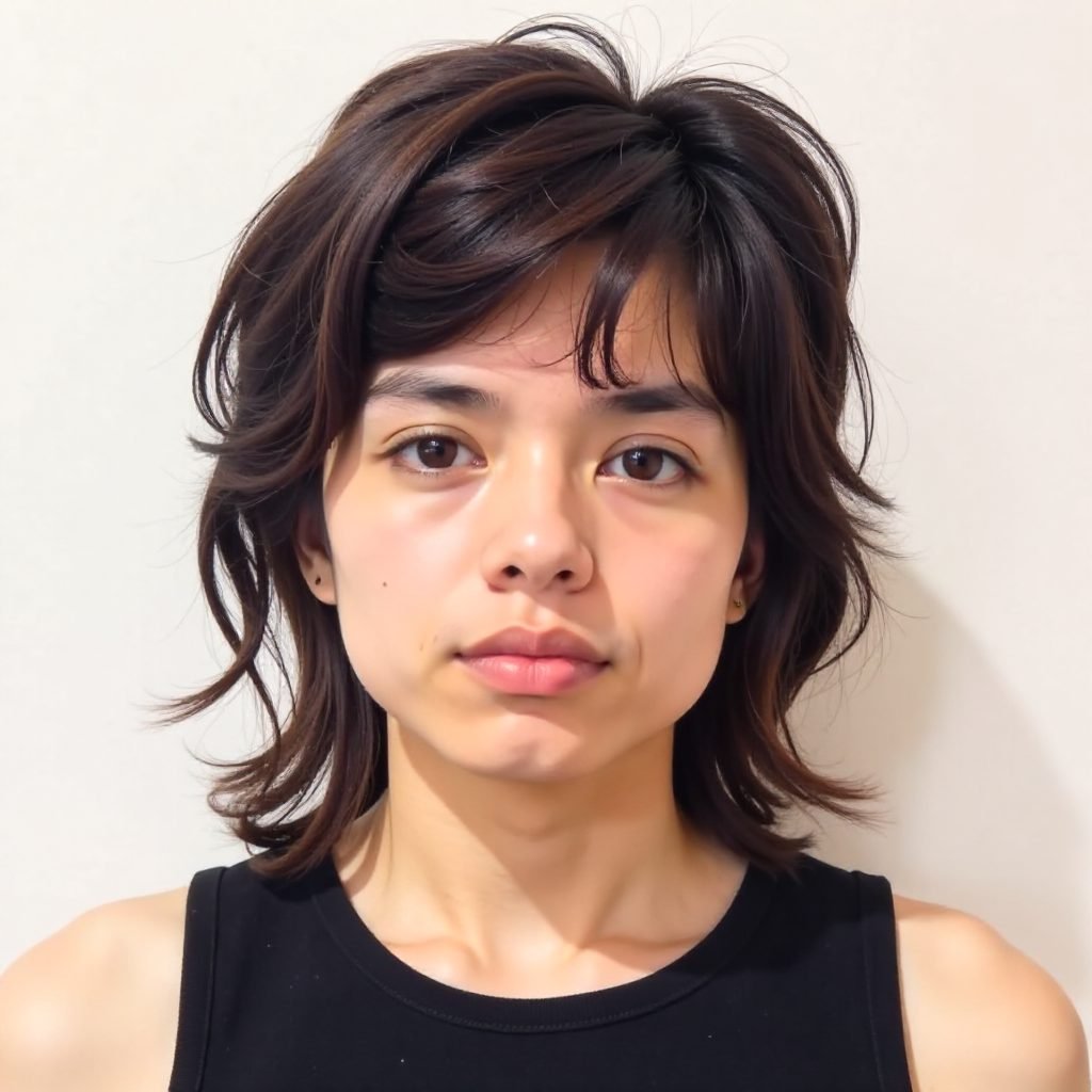 Trendy Curly Mullet for Pear-Shaped Faces