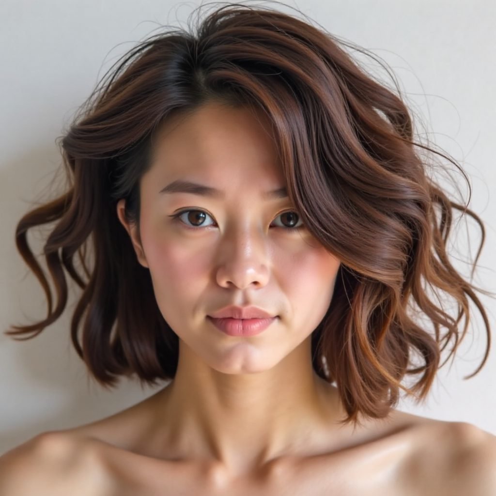 Short Off-Centered Bob for Rectangle Face