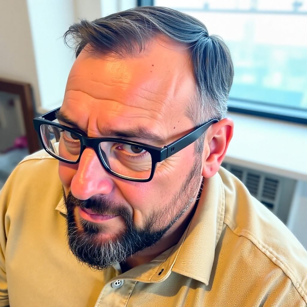 Medium Hairstyle for Mature Men with Thin Hair